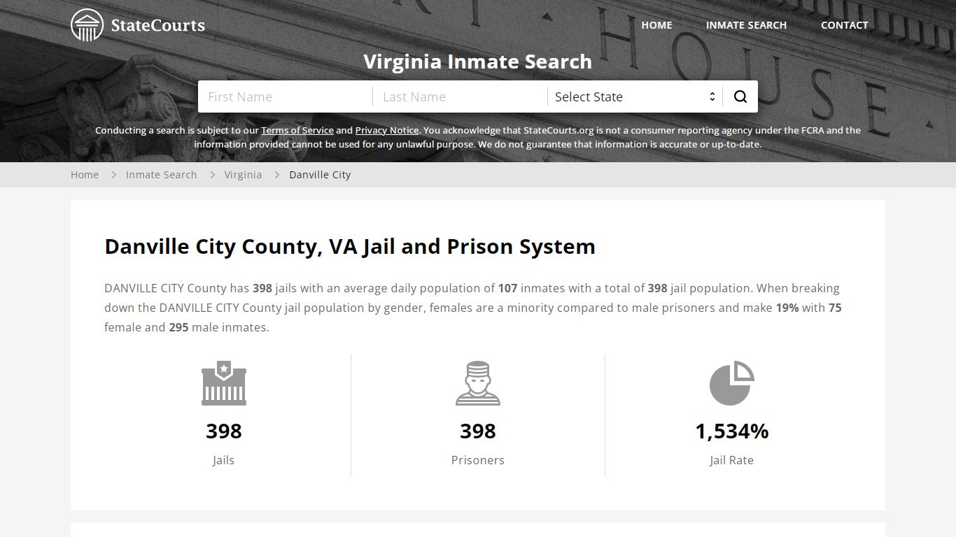 Danville City County, VA Inmate Search - StateCourts